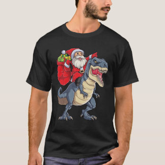 Tomte Ridning Dinosaurie ang julklappar Xmas Pojka T Shirt