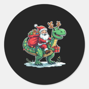 Tomte Ridning Dinosaurie T Rex Hjort Julbelysning Runt Klistermärke