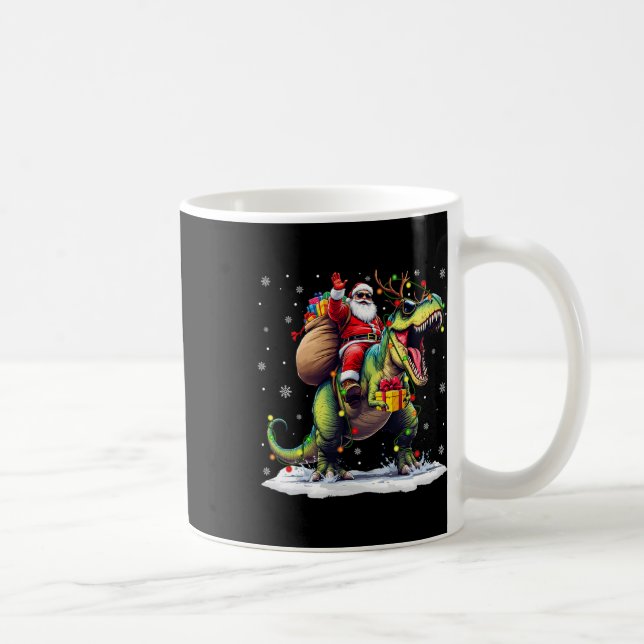 Tomte Ridning Dinosaurie T Rex Jul Pojkar Män Xma Kaffemugg (Höger)
