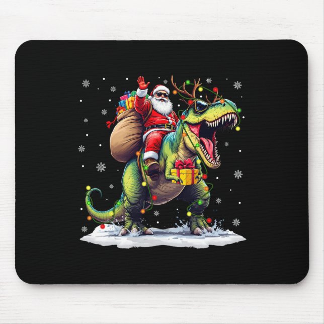 Tomte Ridning Dinosaurie T Rex Jul Pojkar Män Xma Musmatta (Framsidan)