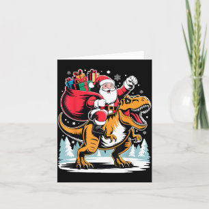 Tomte Ridning Dinosaurie T Rex Jul Pojkar Xmas Kort