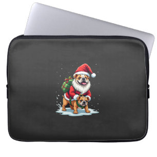 Tomte Ridning Engelsk Bulldog Christmas Xmas Pojka Laptop Fodral