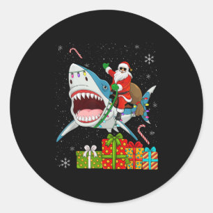 Tomte Ridning Haj Jul Pyjamas Söt Ocean Anim Runt Klistermärke