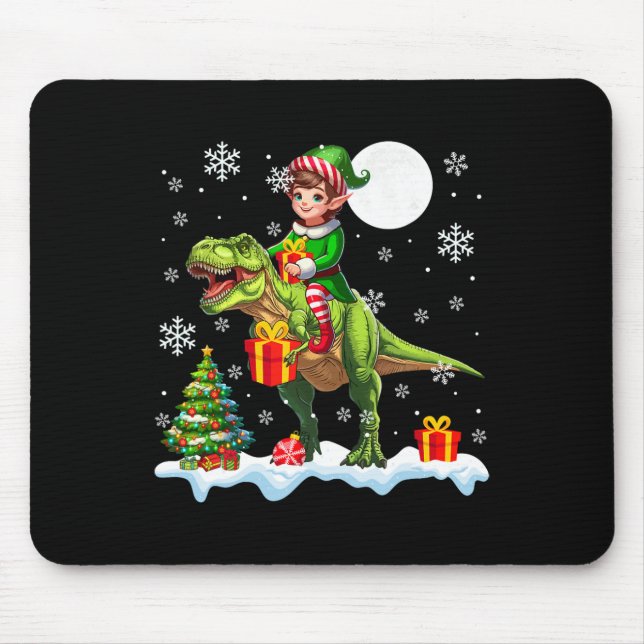 Tomte Ridning T-Rex Julgran Färgglada Ljus Lo Musmatta (Framsidan)