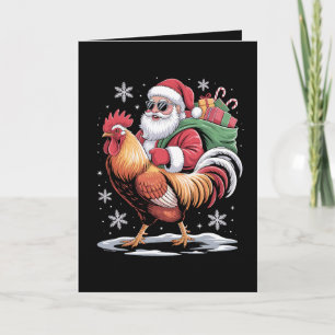 Tomte Ridning Tupp Jul Gård Höna Xmas Kort