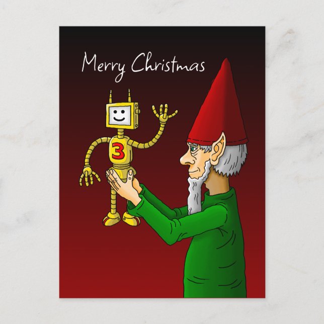 Tomte & Robot Julkort Vykort (Framsida)