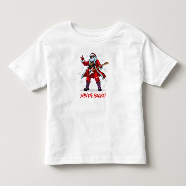 Tomte Rockar! Rolig Tomte som spelar gitarr T Shirt (Framsida)
