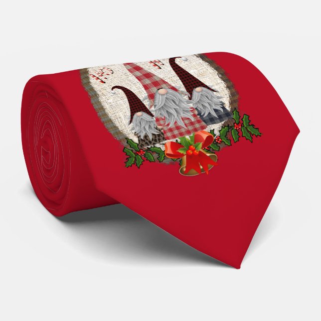 Tomte Röd Grön Holly Jul Herr Slips (Rullad)