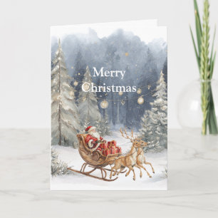 Tomte Röda Slädar Renar Snö Julgranar Kort