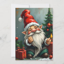 Tomte Rolig Trendig Whimsisk Fantasy Inget Foto Julkort
