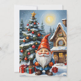 Tomte Rolig Trendig Whimsisk Fantasy Inget Foto Julkort