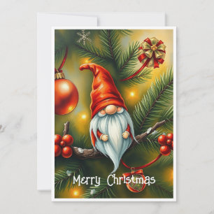 Tomte Rolig Trendig Whimsisk Fantasy Inget Foto Julkort