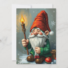 Tomte Rolig Trendig Whimsisk Fantasy Inget Foto Julkort