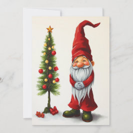 Tomte Rolig Trendig Whimsisk Fantasy Inget Foto Julkort