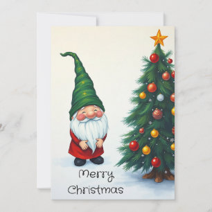 Tomte Rolig Trendig Whimsisk Fantasy Inget Foto Julkort