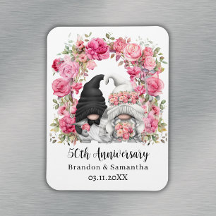 Tomte Rosa Blommig Båge 50-års bröllopsjubileum Magnet