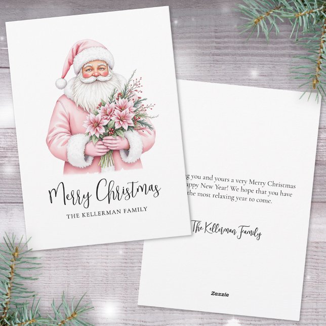 Tomte Rosa jul Julkort (Santa Claus Pink Christmas Holiday Card)