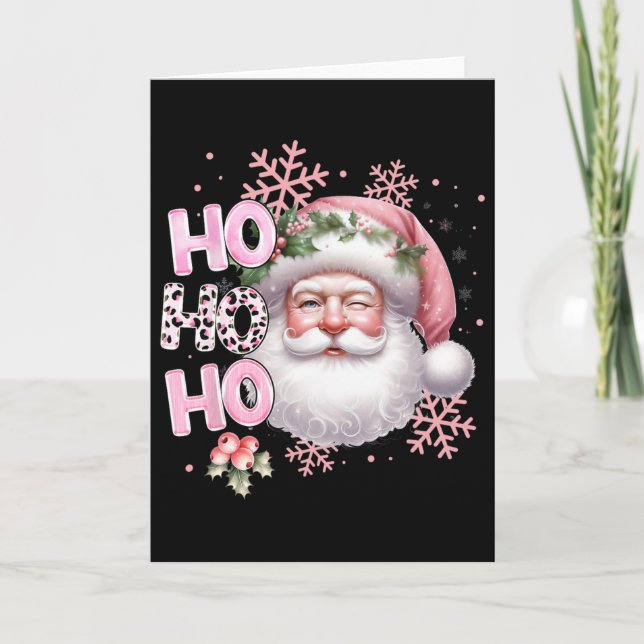 Tomte Rosa Xmas Jul Högtider Tjej  Kort (Framsida)