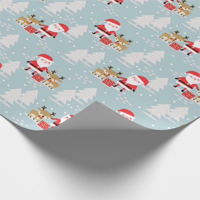 Tomte Rudolf och tallar Presentpapper (Hörn)