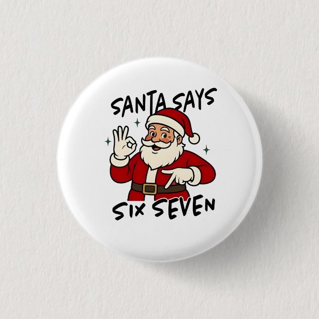 Tomte säger sex sju 6 7 Roligt Brainrot jul Knapp (Framsida)