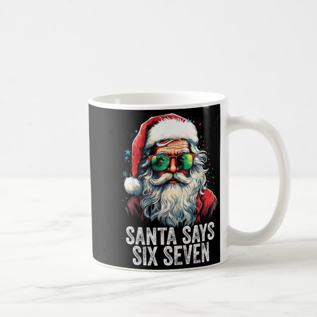 Tomte säger sex sju rolig jul 67 meme tomte kaffemugg (Höger)