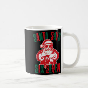 Tomte säger sex sju Roligt 67 Meme jul vint Kaffemugg