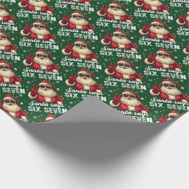 Tomte säger SEX SJU – Roligt julmem Presentpapper (Hörn)