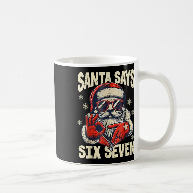 Tomte säger Six Seven 6 7 Gen Z-meme julhumor Kaffemugg (Höger)