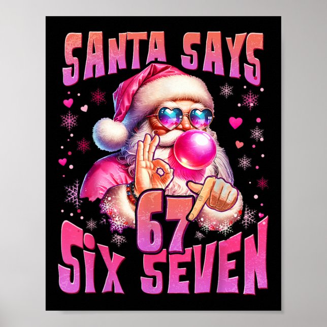 Tomte säger Six Seven 6 7 Meme Tomte Rosa Bubble C Poster (Framsidan)