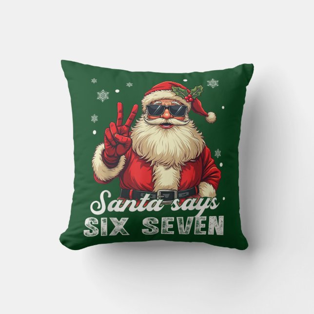 Tomte säger SIX SEVEN – Rolig julmem Kudde (Framsida)