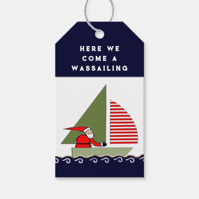 Tomte seglar presenttaggar presentetikett (Framsidan)