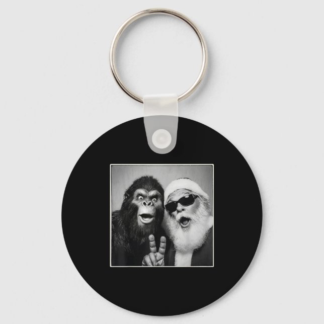 Tomte Selfie Bigfoot Jul Rolig Sasquat Nyckelring (Framsida)