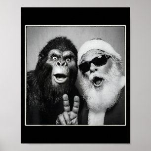 Tomte Selfie Bigfoot Jul Rolig Sasquat Poster