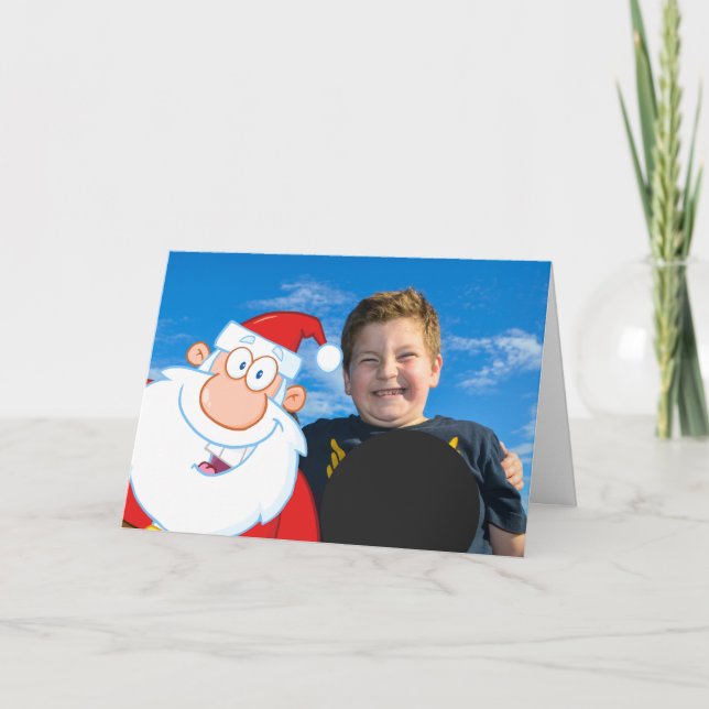 Tomte Selfie Foto Helgkort (Framsida)