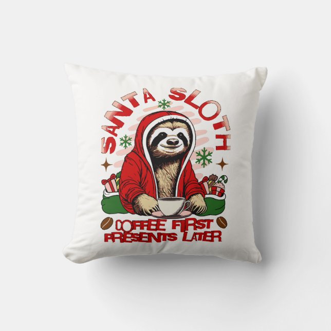 Tomte sengångare som dricker kaffe  kudde (Framsida)