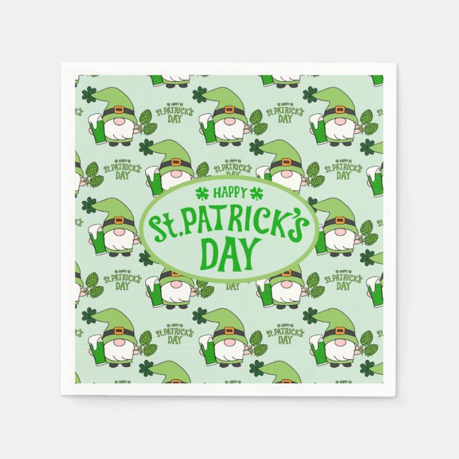 Tomte-servetter för St. Patrick's Day Pappersservett (Framsidan)