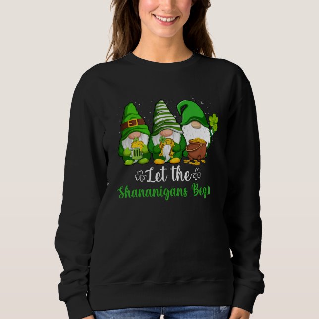 Tomte Shamrock Låt bus börja St Patricks D T Shirt (Framsida)