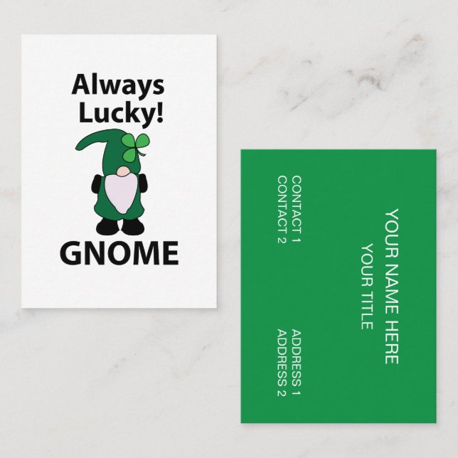 Tomte Shamrock Lucky St Patricks Day Tomte Visitkort (Fram/baksida)