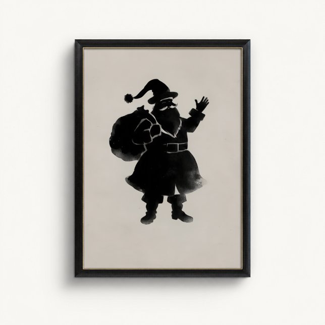 Tomte Silhuett Vägg Affisch (Santa Claus Silhouette Wall Art Poster - close-up view (frame/decor not included))