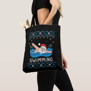 Tomte Simmande Jul Ful Jultröja Snöflingor Tygkasse