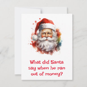 Tomte skämt Jag är ‘pengalös’ Julkort
