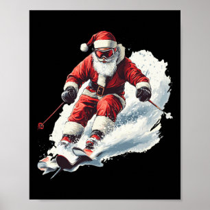 Tomte skidåkning rolig jul skidåkare skidracer jul poster
