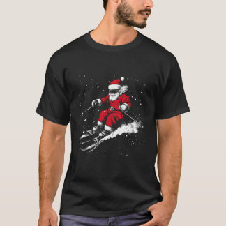Tomte Skidor Roligt Skidåkning Xmas Jul T Shirt