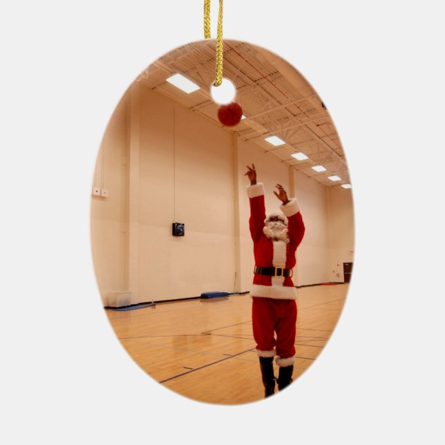 Tomte skjuter hoops julgransprydnad keramik (Baksidan)