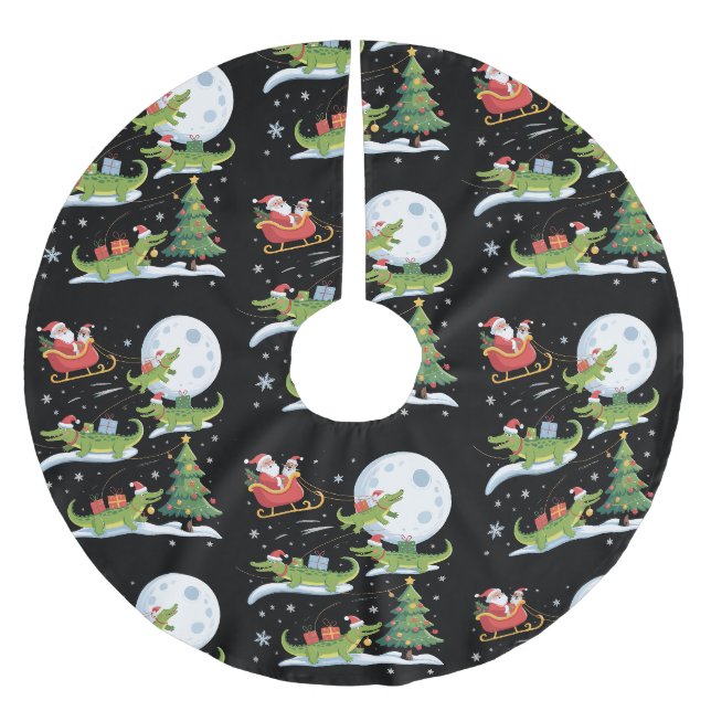 Tomte släde åker alligator jul rolig jul julgransmatta borstad polyester (Framsidan)