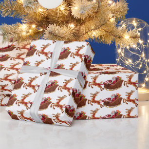 Tomte släde jul Presenter och renar Presentpapper