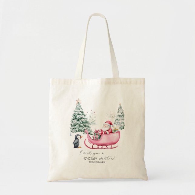 Tomte, släde, pingvin, skog tygkasse (Framsidan)