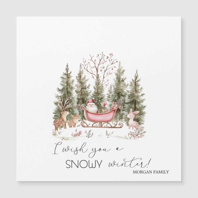 Tomte, släde, presentskog jul (Framsida)