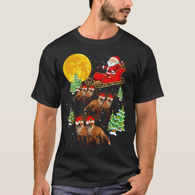 Tomte släde Renar Rävar Xmas 	 Jul T Shirt (Framsida)