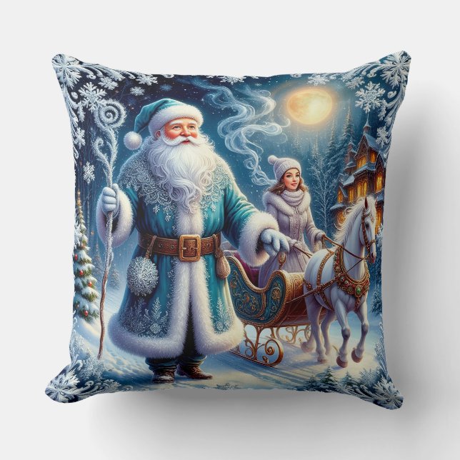 Tomte, slädtur och mysig jul kudde (Framsida)